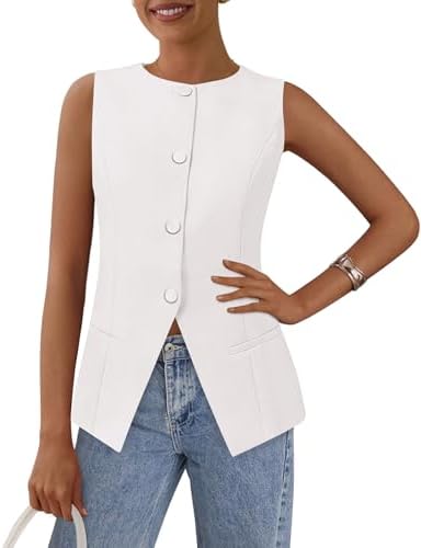 PRETTYGARDEN Women Tailored Suit Vest Business Casual Tops