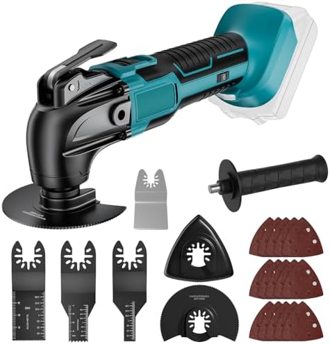 Cordless Oscillating Tool for Makita 18V Battery(No Battery), 6 Variable Speed Brushless-Motor Tool, 22Pcs Multi Tool Kit, Oscillating Saw for Scraping, Sanding, Cutting Wood