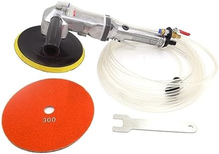 Wet Polisher Grinder, 7" Hand-Held Pneumatic Water Feed Sander for Stone Metal Tile Air Polisher Wet Stone Marble Granite(SET1)