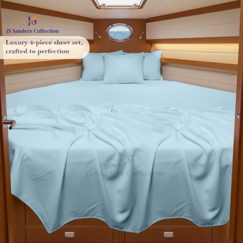JS Sanders Collection 4PC Boat Sheet Set Universal V Berth, Light Blue