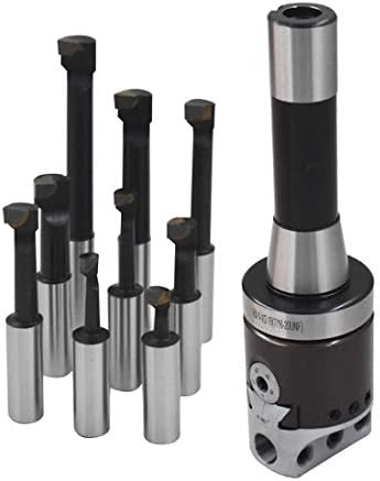 WFLNHB 2 Inch Boring Head R8 Shank 9pcs 1/2 Inch Carbide Boring Bar Set milling Machine Boring Head Set