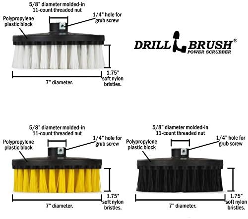 Drill Brush 7 Inch Variety Cleaning Kit for Variable Speed Polisher & Drill