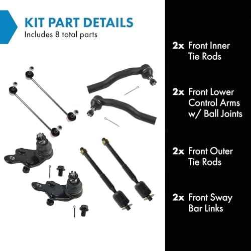 TRQ Front Steering & Suspension Kit Ball Joint Sway Bar Stabilizer Link Tie