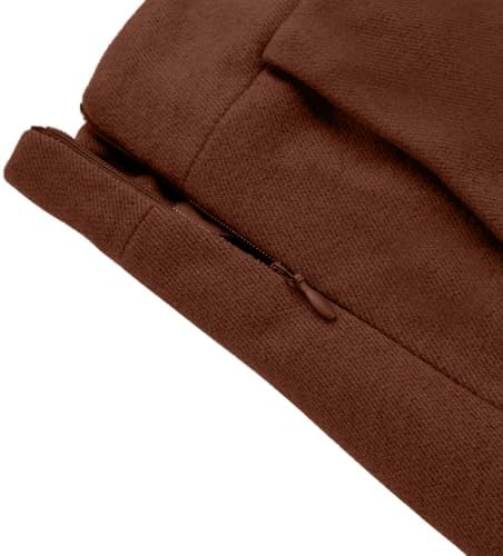 IDEALSANXUN Womens Plaid Wool Skirts Elastic Waist A-Line Pleated Tartan Long Skirts