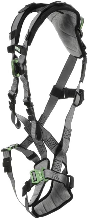 MSA V-FIT Standard Safety Harness - Polyester & Nano-Technology Treated Web Full Body Harness Back, Shoulder Padding, Gray