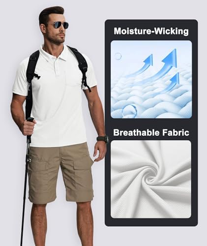 ZITY 5 Pack Polo Shirts for Men with Pocket Dry Quickly Short Sleeve Athletic Outdoor Work Collared Shirts