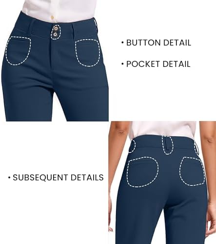 KICZOY Women Dress Pants Stretch Business Straight Leg with Pockets Wear to Work Casual 2026 Suitpants