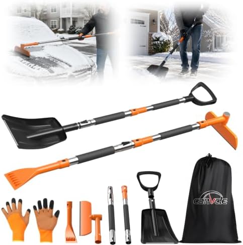 62'' Extendable Snow Brush & Ice Scrapers, Snow Shovel for Car Truck SUV