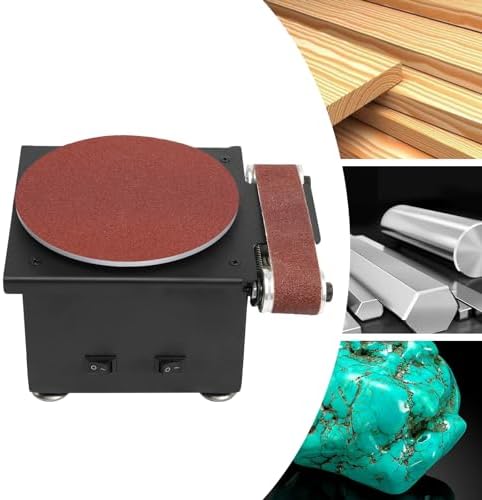 Mini Disc Sander 6-Inch, 1.2"x15" Belt Bench Grinder, 7 Speed Electric Sander Table Small Spindle Sander Machine, Mini Belt Disc Sander for Metal, Wood, Steel, Iron, Plastic, 100W
