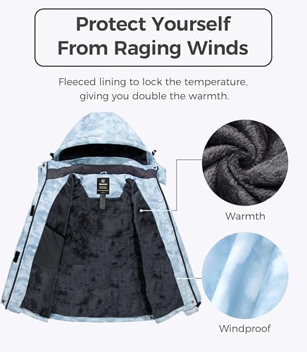 wantdo Women's Ski Jacket Waterproof Warm Fleece Lined Winter Snow Coat