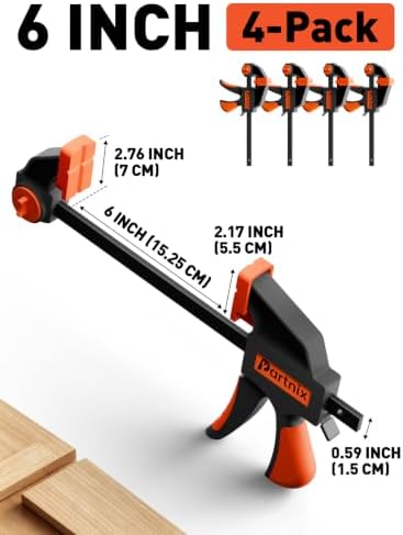 [300LB Heavy-Duty] Bar Clamps for Woodworking, 4 x 6" Clamps for Woodwork, Quick Grip F-Clamps with 2.75 In Deep Reach, Trigger Clamps for Cabinet Glue Ups Drawer