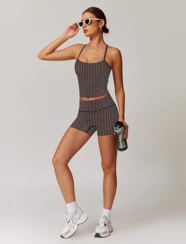 QBGJTD Two Piece Workout Sets For Women Tank Top Matching High Waist Booty Lifting Shorts Gym Yoga Active Wear Outfits