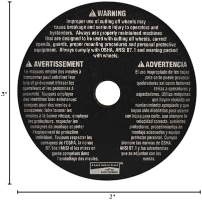 Norton 7660789451 3X.035x3/8 in. Metal AO Small Diameter Reinforced Cut-Off Wheels, Type 01/41, 60 Grit, 25 Pack