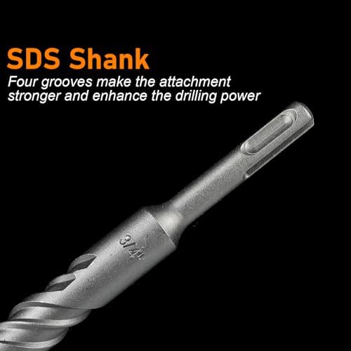 SDS Plus Bits (5/16"*6")-10PCS Rotary Hammer Drill Bits Set Cross Carbide Tips for Concrete, Brick, Cement Walls, Stone, Brick