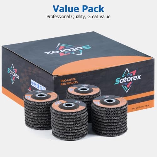 40 Pack 4.5" x 7/8" Premium Calcined Alumina Flap Disc, 60 Grit Type 29, 4 1/2 for Angle Grinder, Flap Sanding Disc for Stainless Steel, Metal, Wood