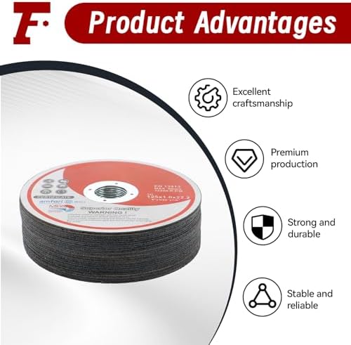 25 Pack 5" x.040 x7/8" Cut-Off Wheel - Metal & Stainless Steel Cutting Discs for Steel, Aluminum, Other Alloys