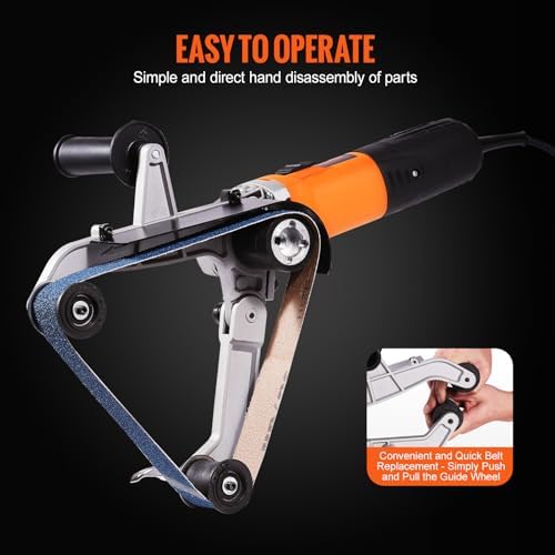 VEVOR Pipe Tube Polisher Sander, 1000W 120V Pipe Belt Sander with 6 Speeds 1100-3200rpm, Professional Belt Sander Grinding Machine with 50PCS Sanding Belts for Burnishing Finishing Rust Removal