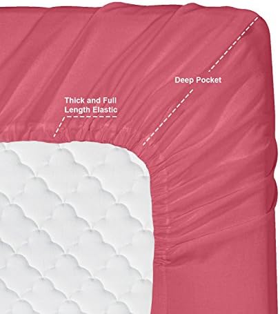 Hearth & Harbor Twin XL Size Sheets - 3 Piece Bed Sheet Set, Hotel Luxury Double Brushed Bed Sheets - Extra Soft Bedding Sheets & Pillowcases, Twin XL, Coral Pink