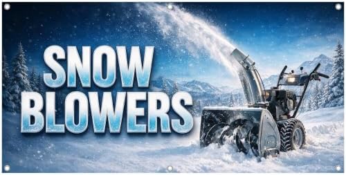 Snow Blowers Banner - Winter Snow Removal Equipment Sign - Hardware Store Outdoor Power Equipment Decor
