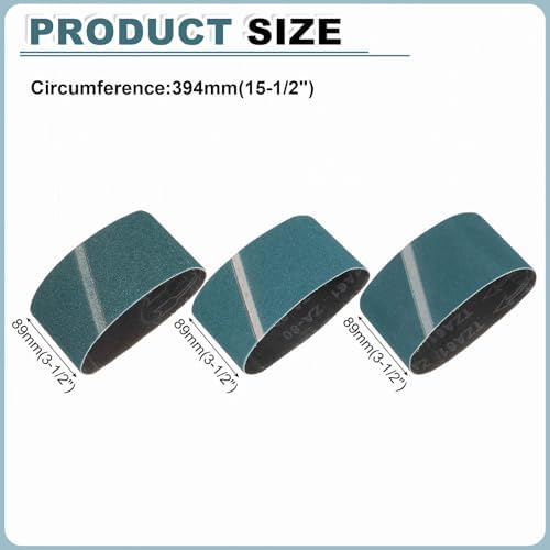 HARFINGTON 3-1/2 x 15-1/2 Inch Sanding Belts, 15 Pcs 60/80/120 Grit Zirconia Abrasive Belt Sander File Belt for Woodworking, Metal Polishing, Knife Sharpener