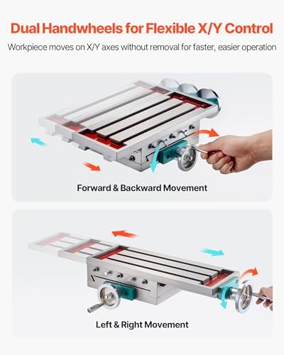 VEVOR Milling Working Table 17.7 X 6.7 Inch, Compound Milling Machine Work Table 2 Axis 4 Ways Move, Multifunction Milling Working Table Heavy-duty Structure,for Milling and Drilling Machine