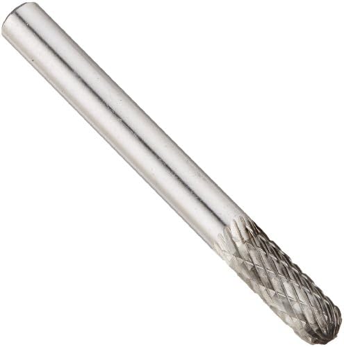 Drill America SC-1 Carbide Burr/Rotary File Cylindrical Radius-End Double Cut for Die Grinder 1/4" Dia. x 5/8" Cut Length with 1/4" Shank and 2" Overall Length, DUL Series