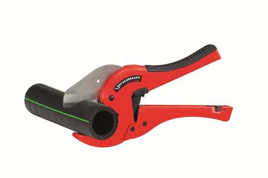 Rothenberger Rocut TC 50 Professional Plastic Pipe Shears with Stainless Steel Blade, Rubberized Handle, Transport Lock - Ideal for Plastic Pipes - 0-50 mm Cutting Range - 52010