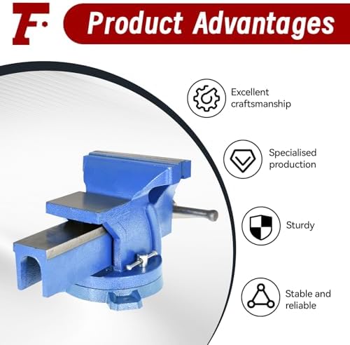 findmall Heavy Duty Bench Vise 360 Swivel Base Bench Vise Table Top Clamp with Lock, Big Size Anvil Top (6'')