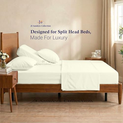JS Sanders Collection Split Head Sheet Set 4PC Cal. King Size, Ivory