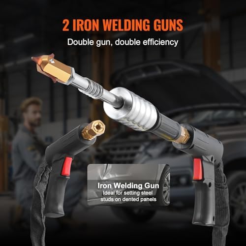 VEVOR Spot Welder Dent Puller, 3KW Stud Welder Dent Repair Kit with 2 Welding Guns, Auto/Manual Welding & 7 Modes, 110V Auto Body Spot Welding Dent Repair Machine for Car, Truck Dent Repair