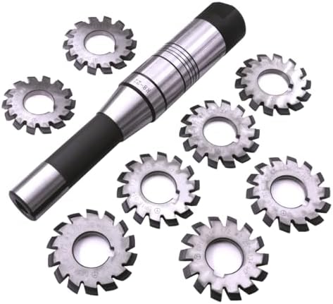 Dp16 PA14-1/2 Bore22 No. 1-8 Involute Gear Cutters+ 7/16 Inch 22mm R8 Shank Milling Arbor Gear Mill Cutter Holder Machine