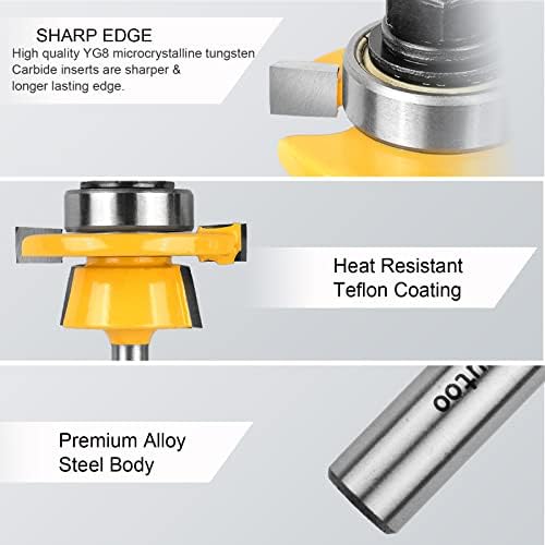 Exqutoo 1/2-Inch Shank 2 Set Bevel Shaker Rail and Stile Router Bits