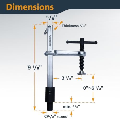 POWERTEC 2PK Welding Clamp with T-Handle – 6-1/2" Max Opening, 3-1/4" Throat Depth – Fits 5/8" (16mm) Welding Table Holes, Heavy-Duty Workbench Screw Clamp for Welding & Fabrication (72234-P2)