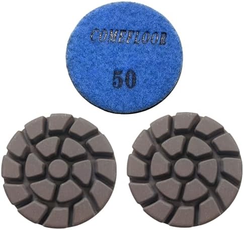 Concrete Floor Polishing Pucks Sharp Diamond Copper Bond Grinding Disc, Fit Ride-on Floor Grinder, Walk-Behind Grinder, 3 Inch Hook and Loop Long Using Life Polishing Pads, 50#