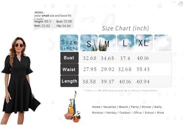 Mokayee Womens Summer V Neck Ruffle Short Sleeve Fit and Flare Knee Length Church Wedding Guest Dresses with Pockets