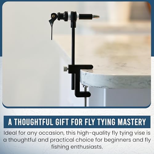 Rotary Fly Tying Vise for Beginners – 360° Sturdy Clamp Base Black Fly Vise/Complete Fly Fishing Tools Kit | Fly Tying Materials Kit | Fly Tying Kit Accessories for Fishing Enthusiasts