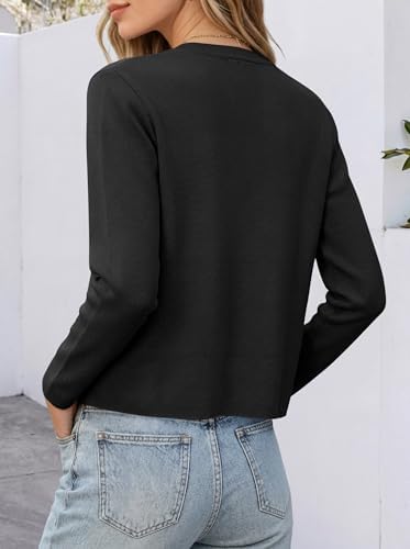 ANRABESS Women's Button Down Cropped Striped Cardigan Sweaters