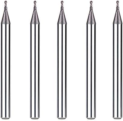 SpeTool 5Pcs Carbide Ball Nose End Mills with TiAlN Coated , 1/32 inch Cutting Diameter , 1/8 inch Shank , Up Cut Spiral Router Bits CNC End Mill Set for Metal Steels Engraving