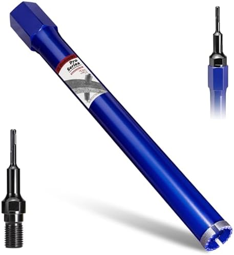 1-1/2" Concrete Core Drill Bit with SDS Plus Adapter(1-1/4"-7 Thread) - 14" Cutting Depth & Upgraded Welded Teeth Core Bits for Concrete with Rebar, Brick, Masonry,Stucco,Wet Coring