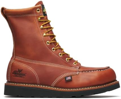 Thorogood American Heritage 8” Steel Toe Work Boots for Men - Full-Grain Leather with Moc Toe, Slip-Resistant Wedge Outsole, and Comfort Insole; EH Rated