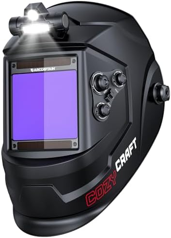 ARCCAPTAIN Auto Darkening Welding Helmet with Light, 3.94"X3.66" Large View