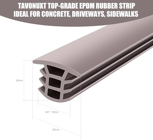 Flexible EPDM Rubber Strip (25 ft Long x 3/4 inch Wide) - Concrete Crack Repair & Replacement, Weather & Aging Resistant Expansion Joint Filler for Driveways, Sidewalks