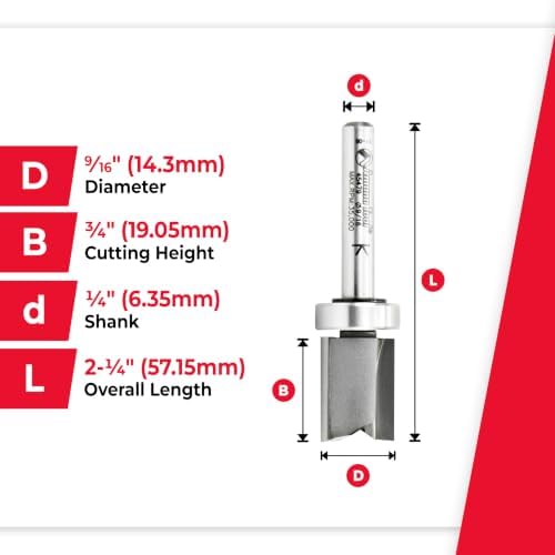 Amana Tool 45479 Carbide Tipped Flush Trim Plunge Template 9/16 D x 3/4 CH x 1/4 Inch SHK w/Upper Ball Bearing Router Bit