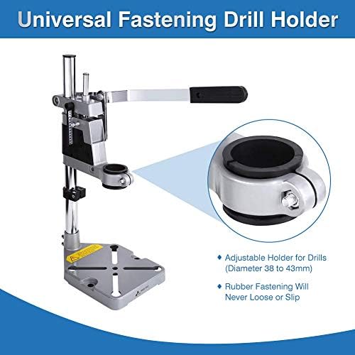 Drill Stand for Hand Drill Universal Drill Press Stand Adjustable Bench Drill Press Universal Bench Clamp Drill Press Holder Table Workbench Repair Tool Heavy Duty Single Hole Aluminum Base