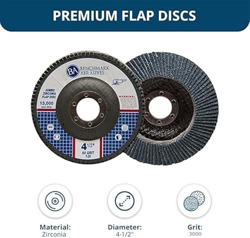Benchmark Abrasives 4.5" x 7/8" Zirconia Type 29 Flap Discs, 60 Grit