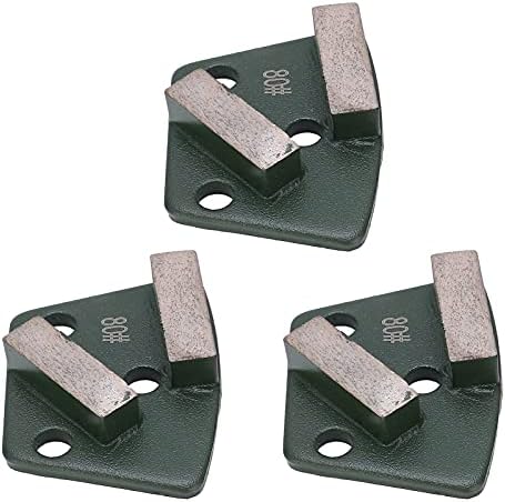 3PCS Trapezoid Grinding Shoes for Concrete - 80# Grit 2-Teeth Diamond Grinding Blocks for Floor Grinders Polishers (Green)