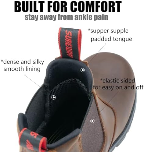 SUREWAY Men's Slip On Fire & Safety Work Boots Composite/Soft Toe