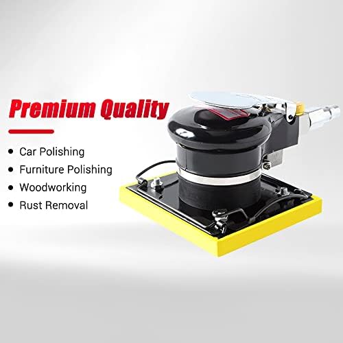 Garosa Mini Air Orbit Sander, Pneumatic Random Finishing Polishing Tool for Woodworking Auto Body ABS Alloy Steel Black 100 x 110 mm 10000 RPM 1 4 Air Inlet