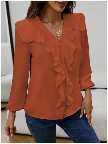 GORGLITTER Women's Ruffled Top Blouses Dressy Business Casual Outfits
