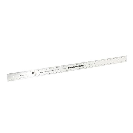Mayes 10208 36 Inch Straight Edge Aluminum Ruler, Heavy Duty 36 Inch Ruler with Standard Measurements, Extra Thick Precision Straight Edge, Made in USA